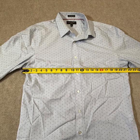 Banana Republic Shirt Mens L Non Iron Blue Dots and Flowers Untucked Button Down - Picture 4 of 6
